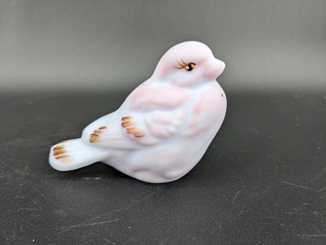 Hand Painted Fenton Glass Bird With Applied Rhinestones Etsy