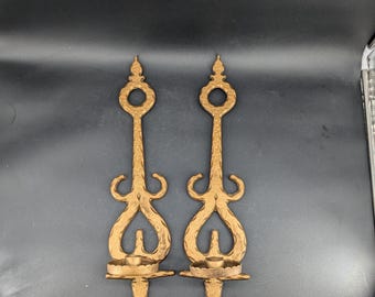 Pair of Vintage Retro Homco Metal Wall Sconce Candleholders 19''