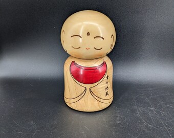 Vintage Large Woody Craft Jizo Monk Handmade in Japan Kokeshi 6''