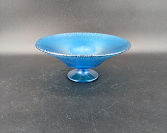 Vintage 1920's Northwood azul estirado vidrio arco con patas 8 3/4''
