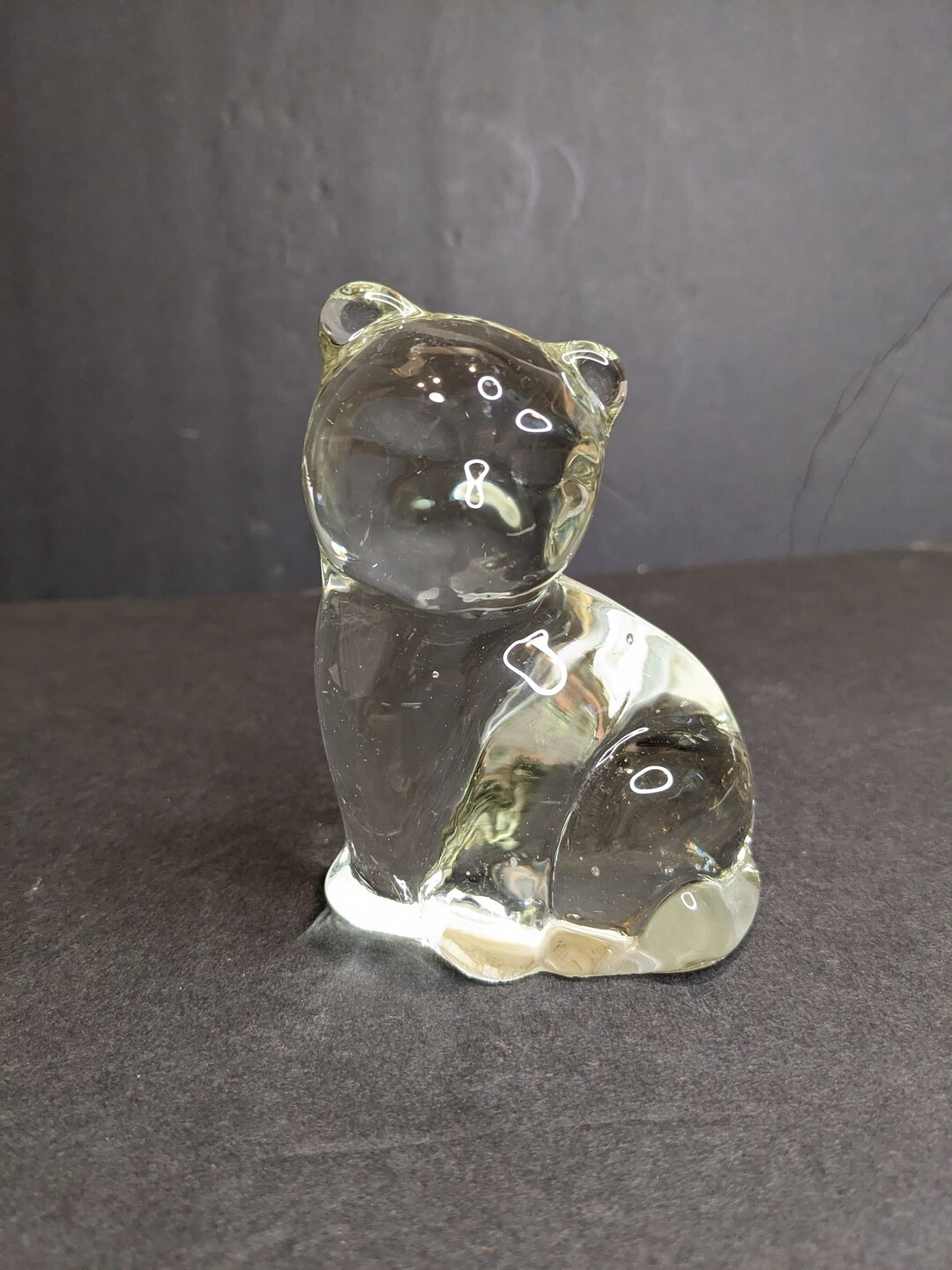 Vintage Clear Glass Cat Figurine Paperweight 4'' - Etsy