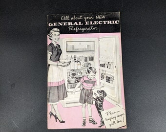 Folleto de refrigerador eléctrico general vintage con recetas, libro de cocina vintage