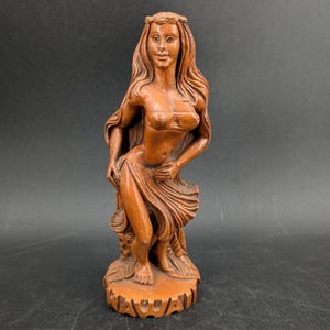 Vintage CocoJoes Hawaiian Hula Dancer Figurine 5 1/2'' Hapa Wood