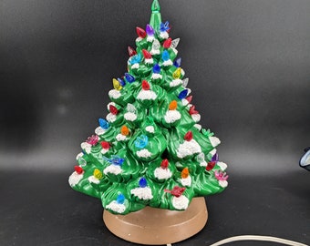 Vintage 1970's Ceramic Light Up Christmas Tree 13 1/2''