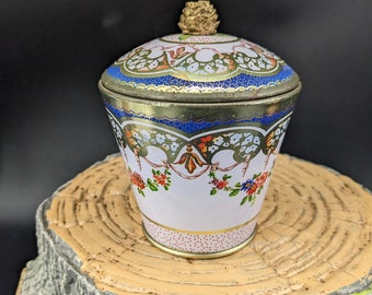 Small Wallace Collection London Sevres Pattern Metal Canister Tin 4 1/4''