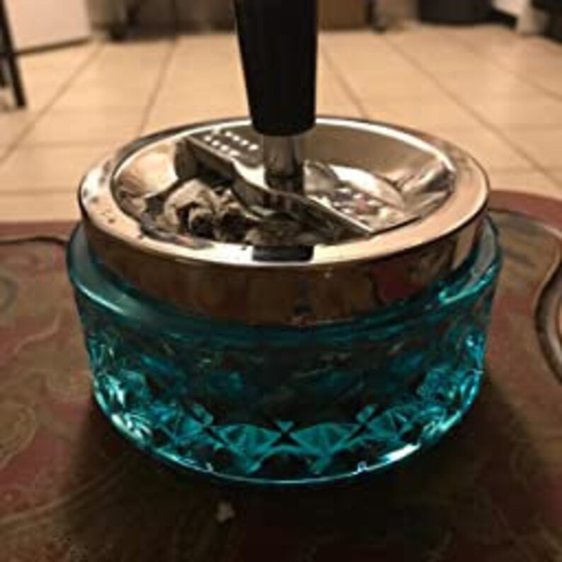 Blue Retro Smokeless Spinning Ashtray Etsy