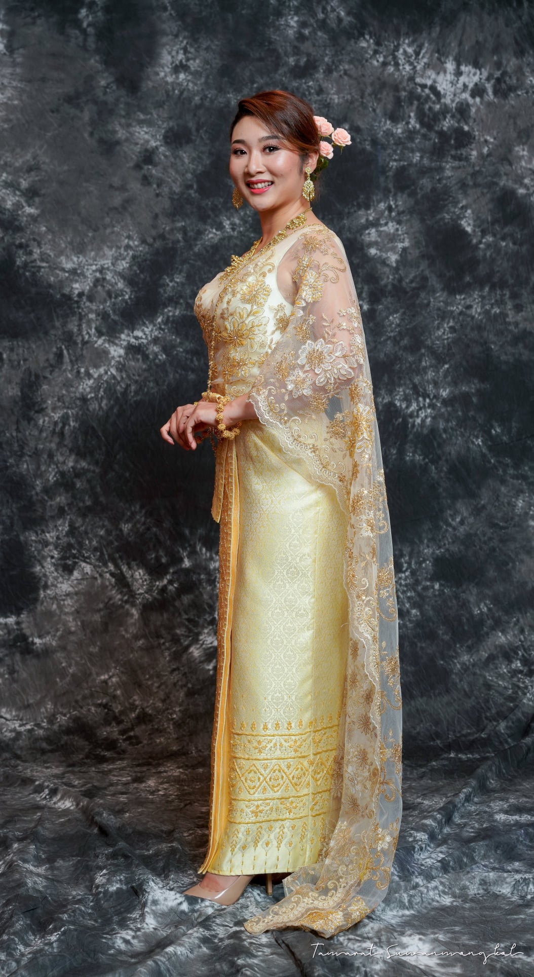 Traditional Thai Wedding Dress Golden Lace Thai Wedding Dress Etsy