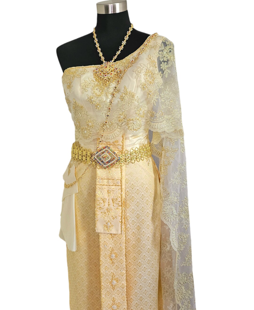 Traditional Thai Wedding Dress Gold Wedding Dress Lace Etsy