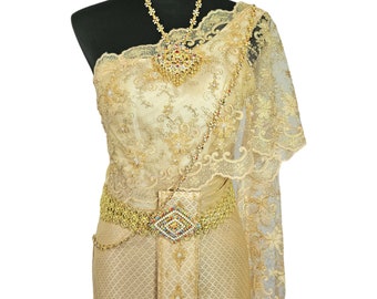 Thai Wedding Dress, Traditional Thai Wedding Dress, Thai Outfits, Thai  Dress, Thai Costumes, Golden Color Wedding Dress - Etsy