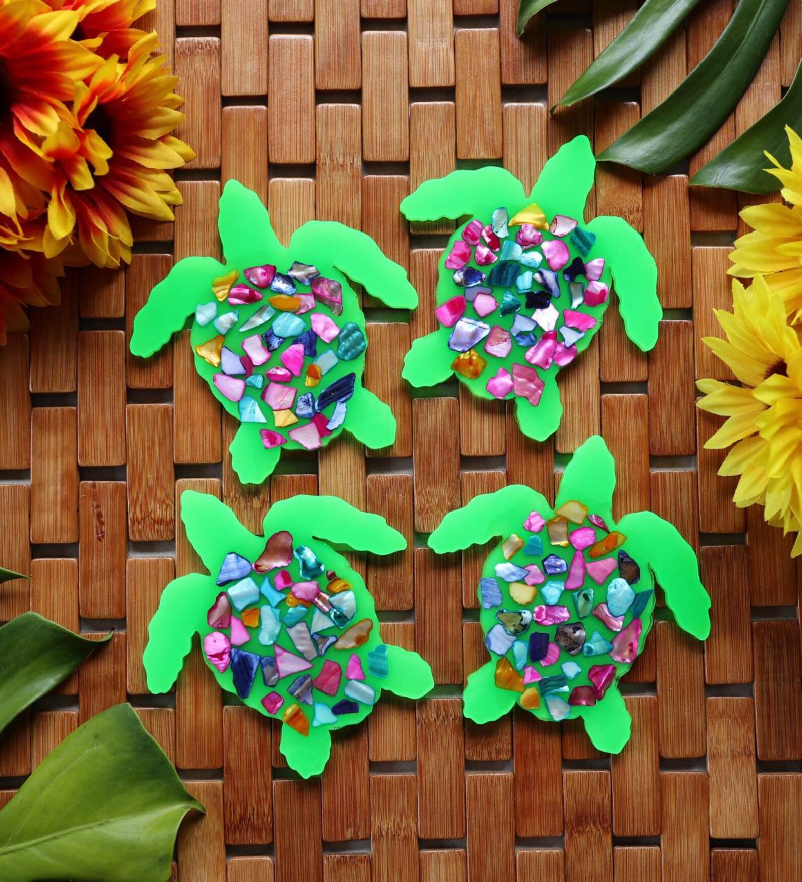 Turtle Coasters Turtle Home Decor Turtle Resin Epoxy Etsy