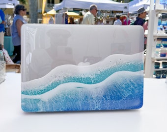 Oceaangolven laptoptas | MacBook Air Pro epoxyhars oceaanhoes | Laptophoes Zeestrand Thema | Computer voor afstudeercadeau voor studenten