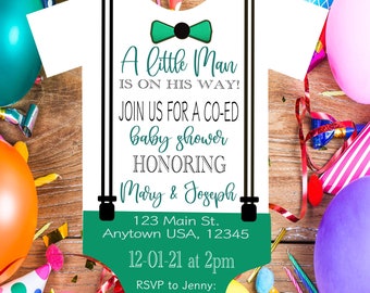Little Man Baby Shower Invitation, Mustache Baby Shower, Bow Tie Baby Shower Downloadable, Mustache Party, Bow Tie Party,