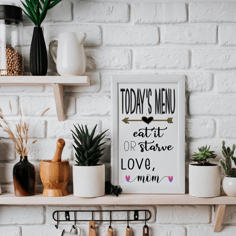 Todays Menu Sign, Printable Kitchen Wall Art, Funny Kitchen Decor ...