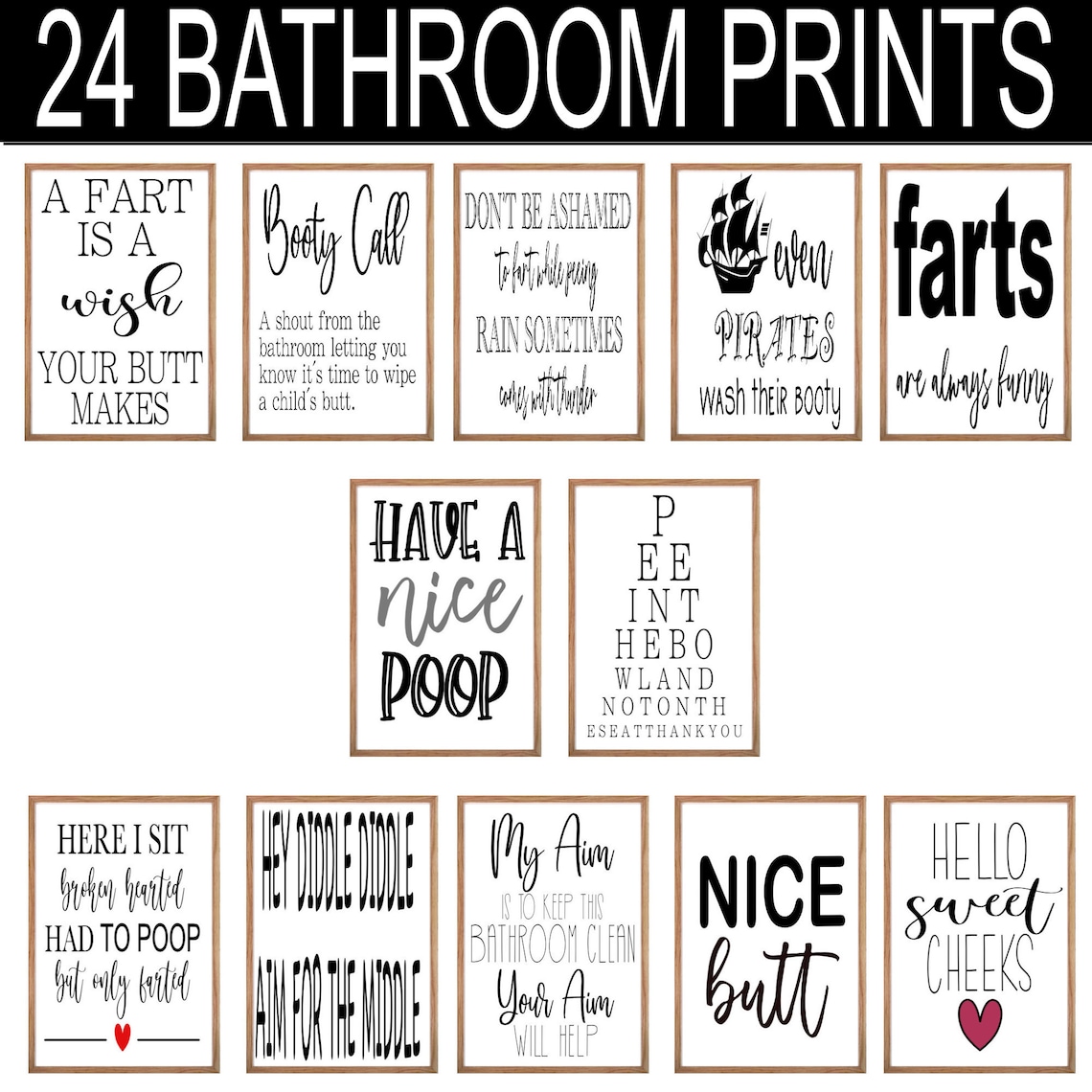 Bathroom Rules Printable Restroom Signs Funny Bathroom Sets - Etsy