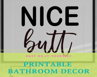 Cartello per bagno "Bel sedere", Cartelli divertenti per bagno, Arte murale per bagno, Arte digitale umoristica per bagno "Bel sedere", Download immediato, Cartello per toilette