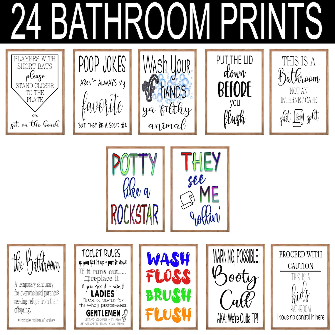 Bathroom Rules Printable Restroom Signs, Funny Bathroom Sets, Bathroom ...
