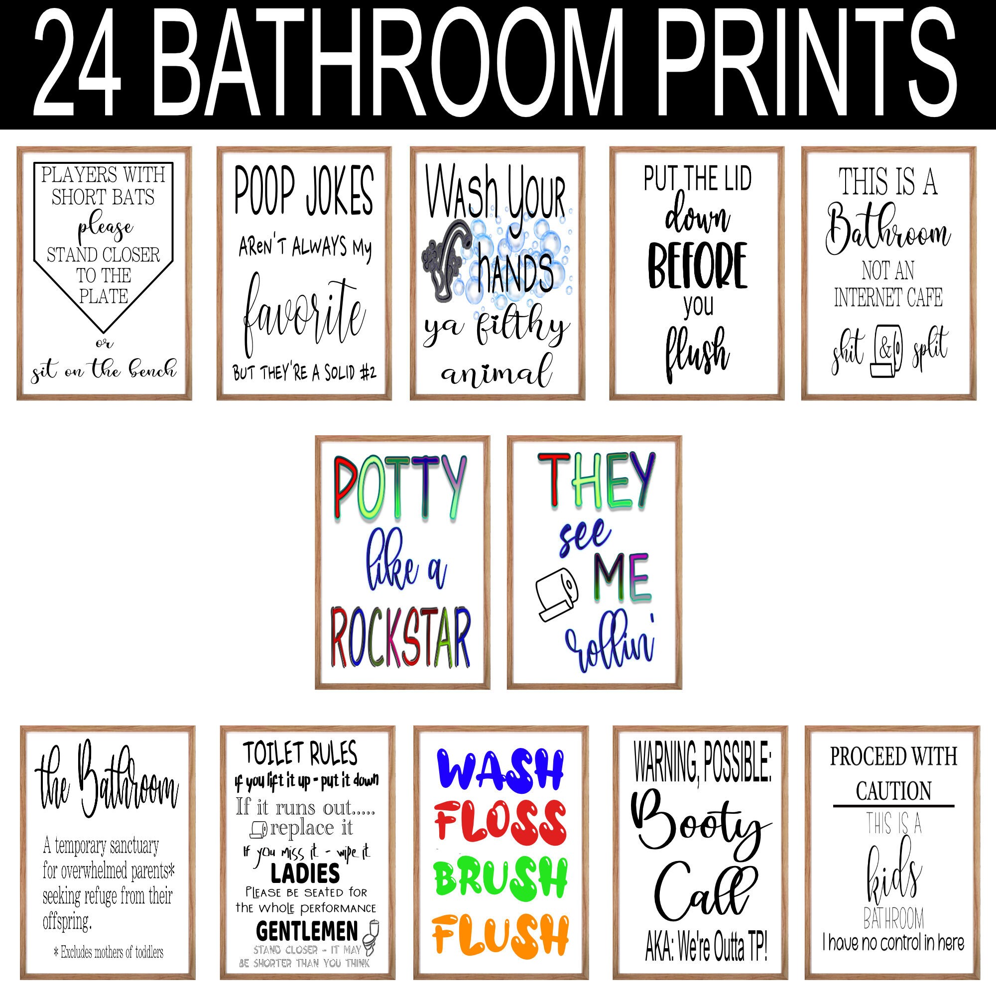 Bathroom Rules Printable Restroom Signs, Funny Bathroom Sets, Bathroom ...