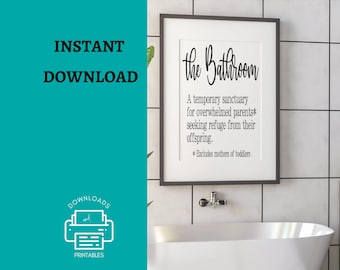Cartelli divertenti per bagni, decorazioni murali per bagni, arte digitale umoristica per bagni, segnaletica per bagni, download immediato, decorazioni per bagni, cartello per toilette