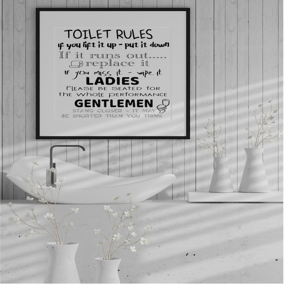 Bathroom Rules Printable Toilet Rules Sign Children's - Etsy
