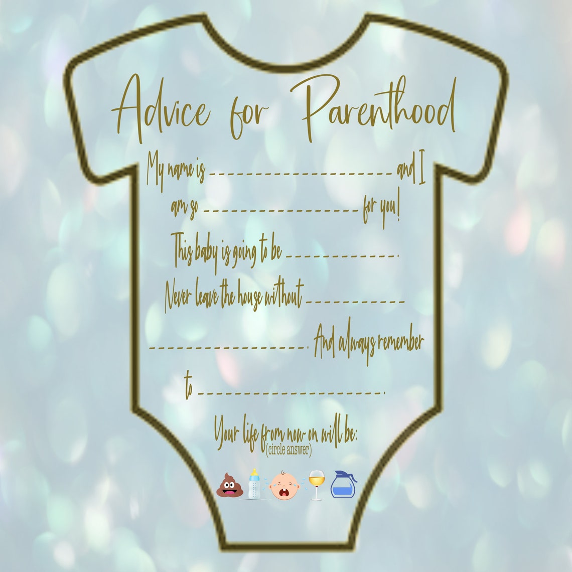 Funny Advice for New Parents, Baby Shower Downloadable Games, Advice for Moms to Be, Baby Shower
