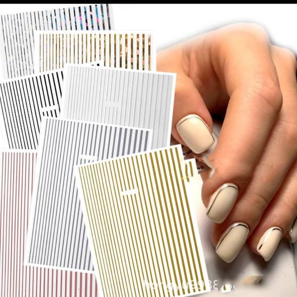 1 Pack Nail Strip Stickers Metal Strip Tape Nail Art Adhesive DIY Foil Tips Nail Sticker Decals