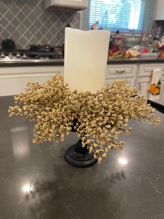 Black Metal Candlestick With Greenery and Battery Operated Etsy