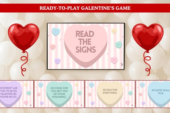 Galentine's Party Game: Read the Signs - Is It A Red or Green Flag? Editable Canva Template, Instant Download