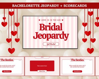 Bridal Jeopardy - Valentijnsdag vrijgezellenfeest (instant canva-sjabloon downloaden)