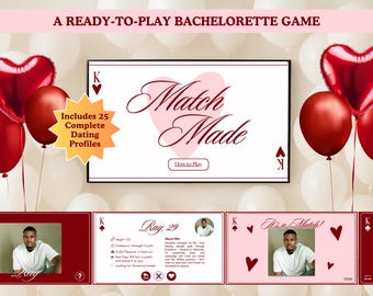 Möhippa-spel: Match Made Dating - Redigerbar Canva-mall (Direkt nedladdning)