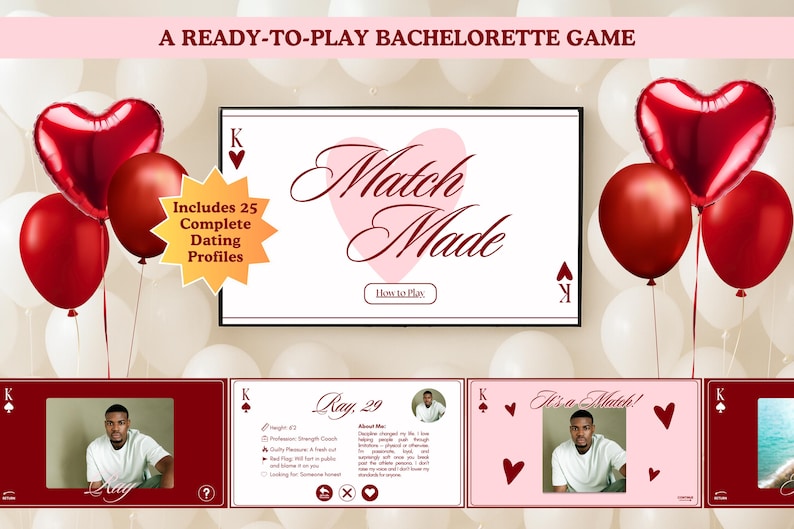 Match Made Dating Game | New Bachelorette Party Game for Bride & Bridesmaids | Girls Night Game | Editable Canva Template | Instant Download