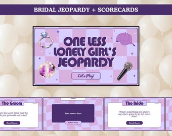 One Less Lonely Girl Bachelorette Game - Purple Themed Jeopardy for Bridal Showers