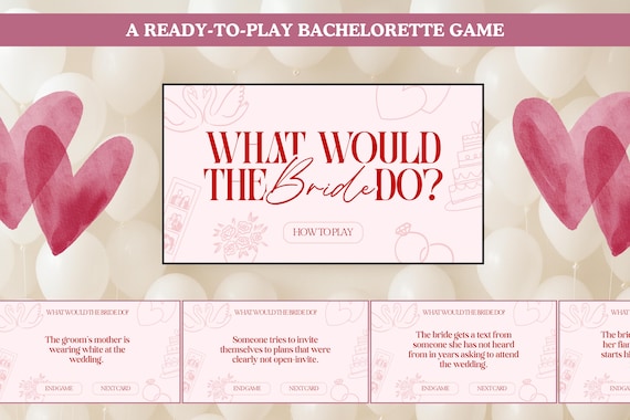 Bachelorette Game: What Would the Bride Do? Editable Canva Template - Instant Download