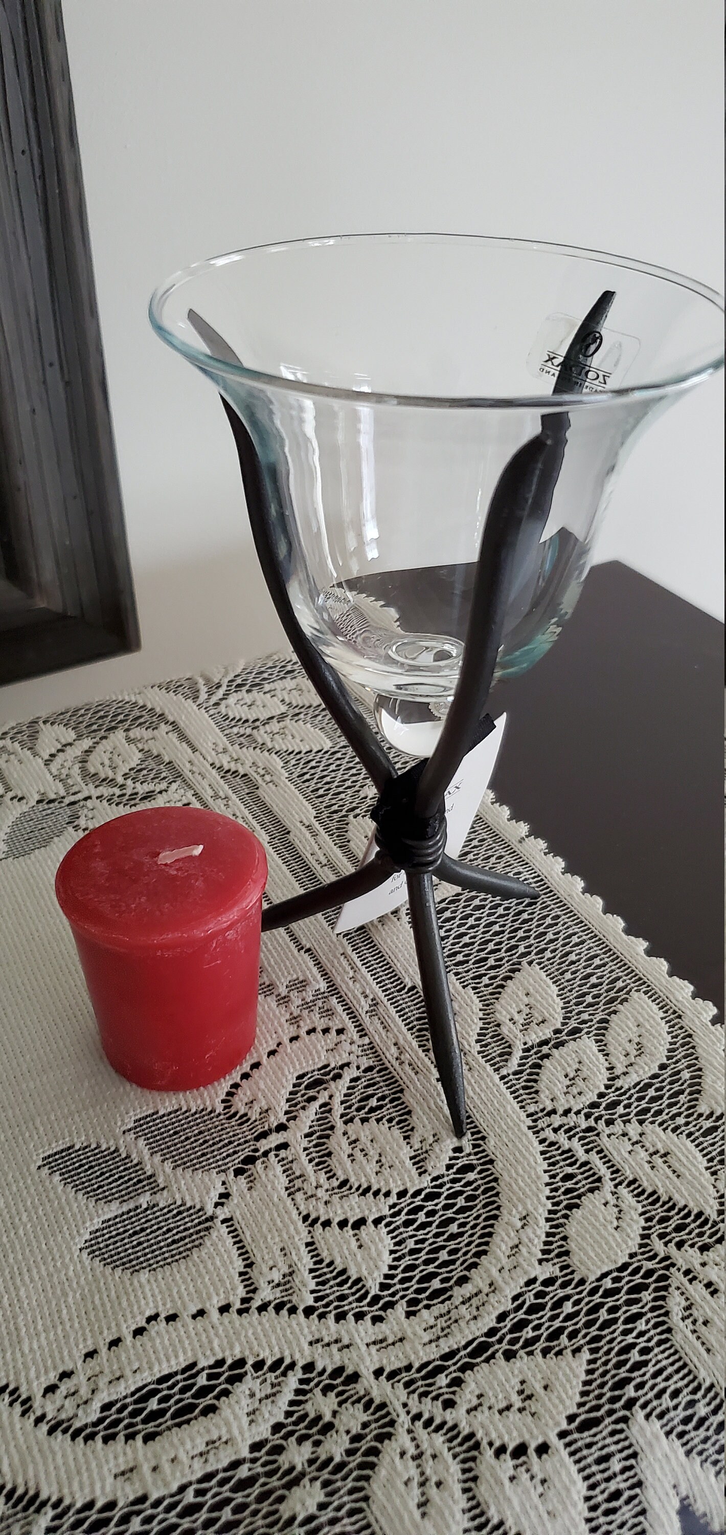 Wrought Iron and Hurricane Glass Candle Holder Vintage Votive Etsy