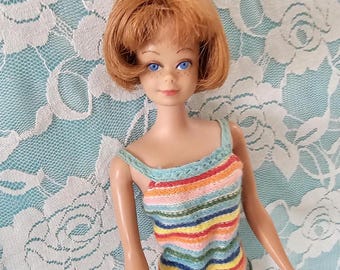 Vintage Midge Doll Barbie s Best Friend 1968 Titian Hair Original Orange Chartreuse Swimsuit Multiple Outfits Etsy