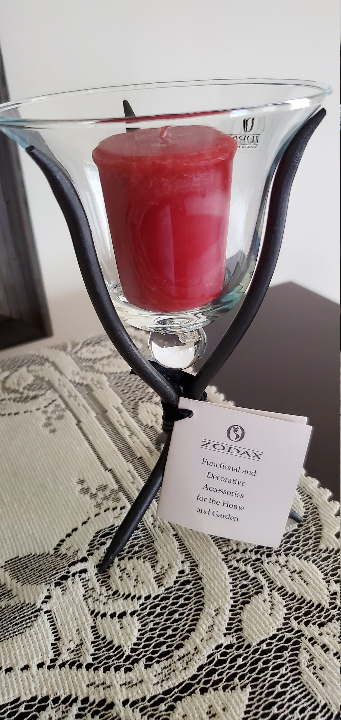 Wrought Iron and Hurricane Glass Candle Holder Vintage Votive Etsy