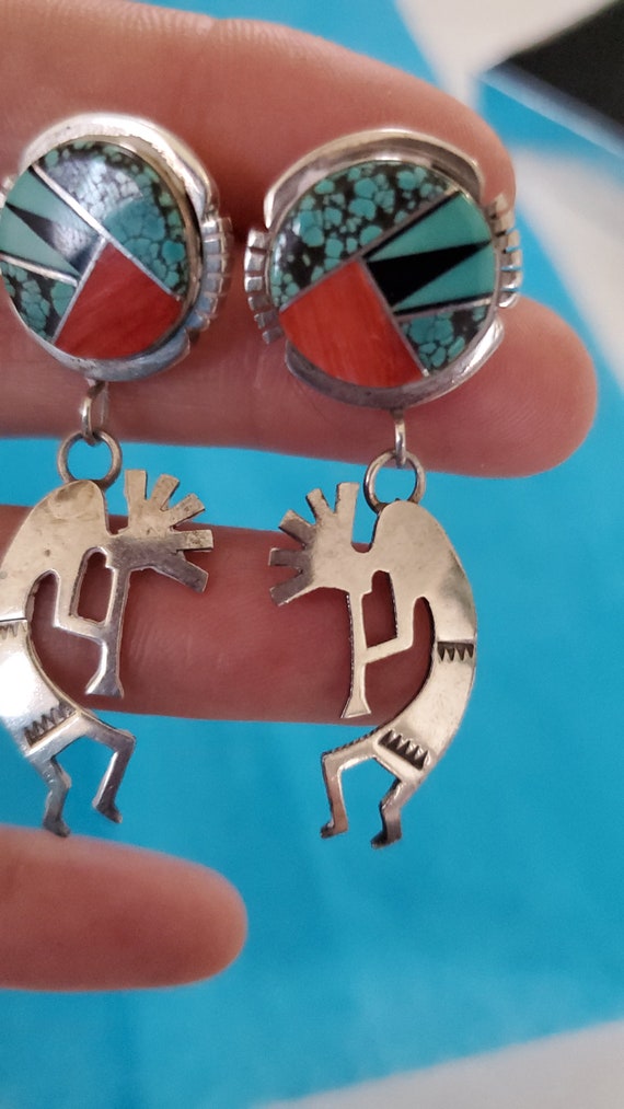 Vintage  Native-American-made Kokopelli Earrings,… - image 2