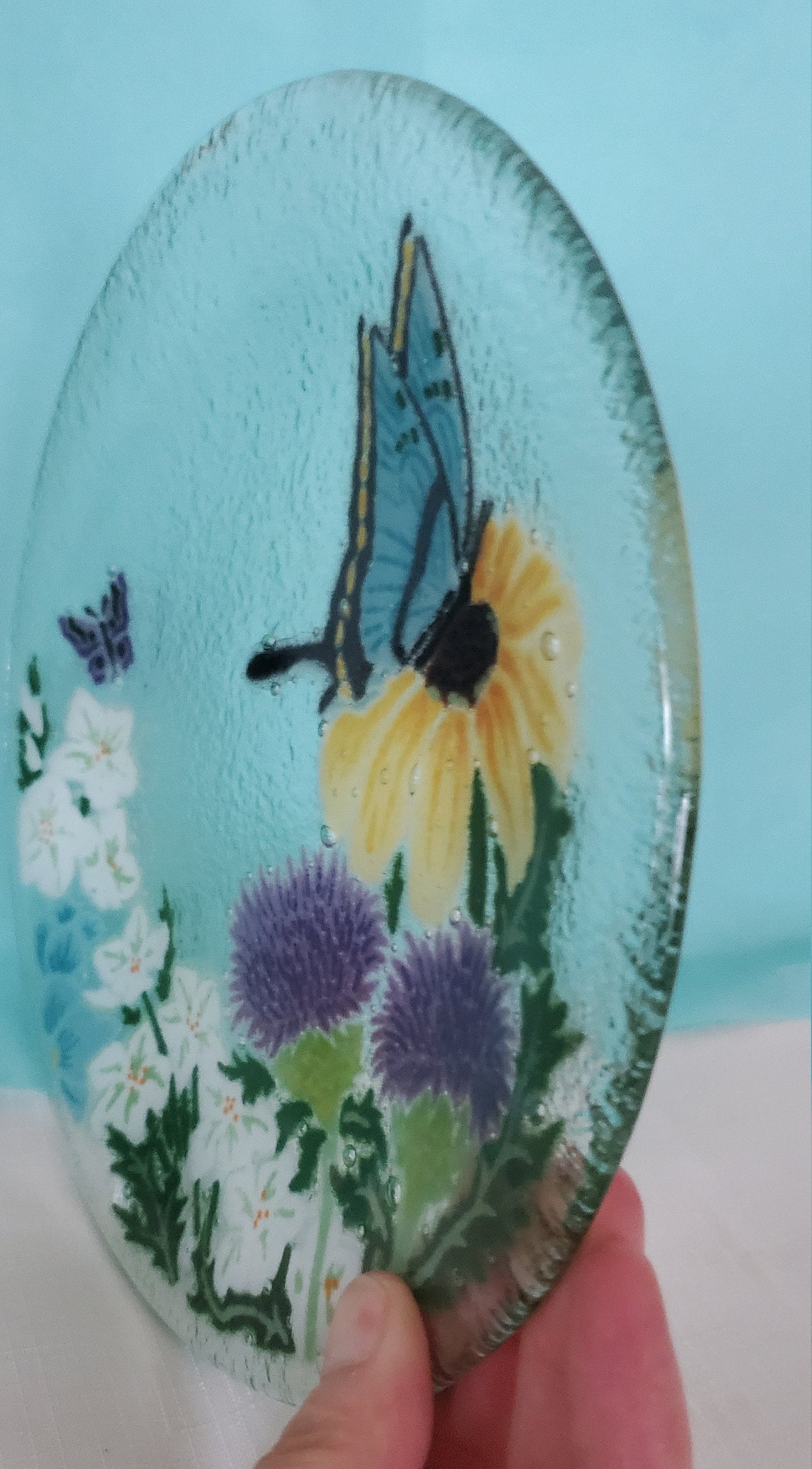Vintage Hand Painted Glass Plate Hand Painted Plate Signed by Etsy UK