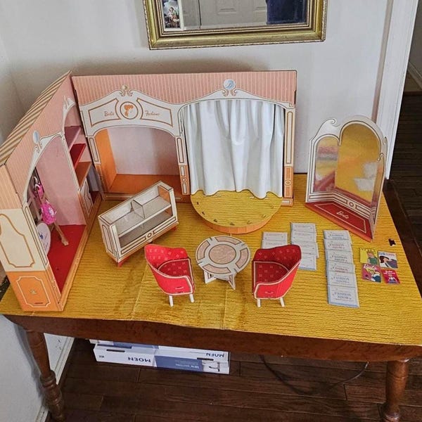 Vintage RARE Barbie Fashion Shop Furniture Display Case, 1962 Cardboard Display Chest, Bureau, Cabinet Accessory for Mattel Fashion Playset