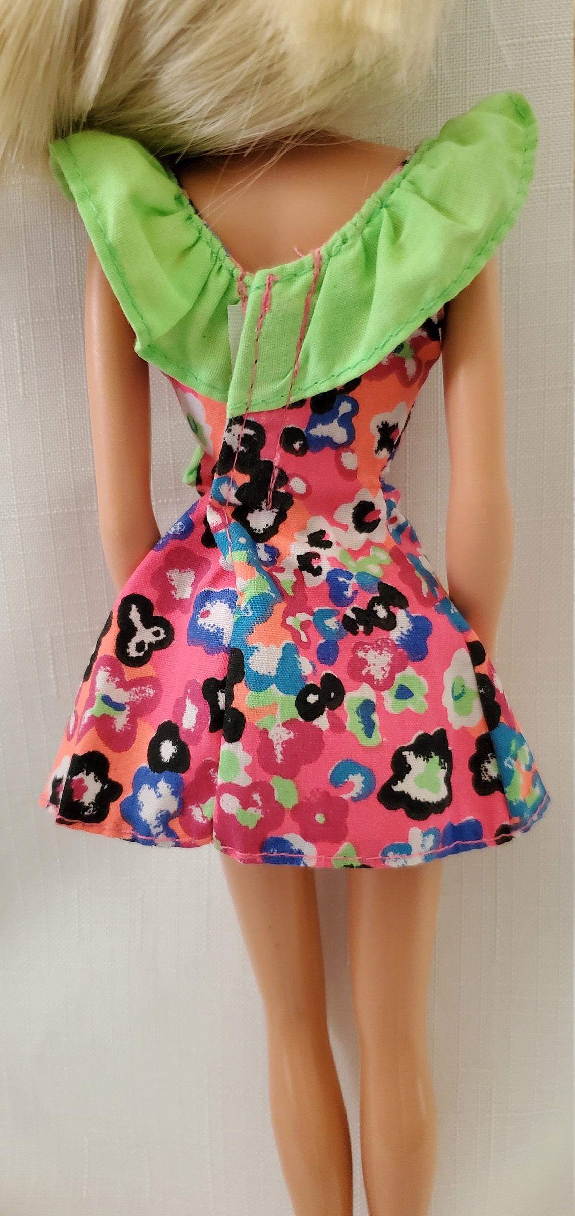 Vintage Pink Barbie Dress. Pink Print 1980s Barbie Dress - Etsy