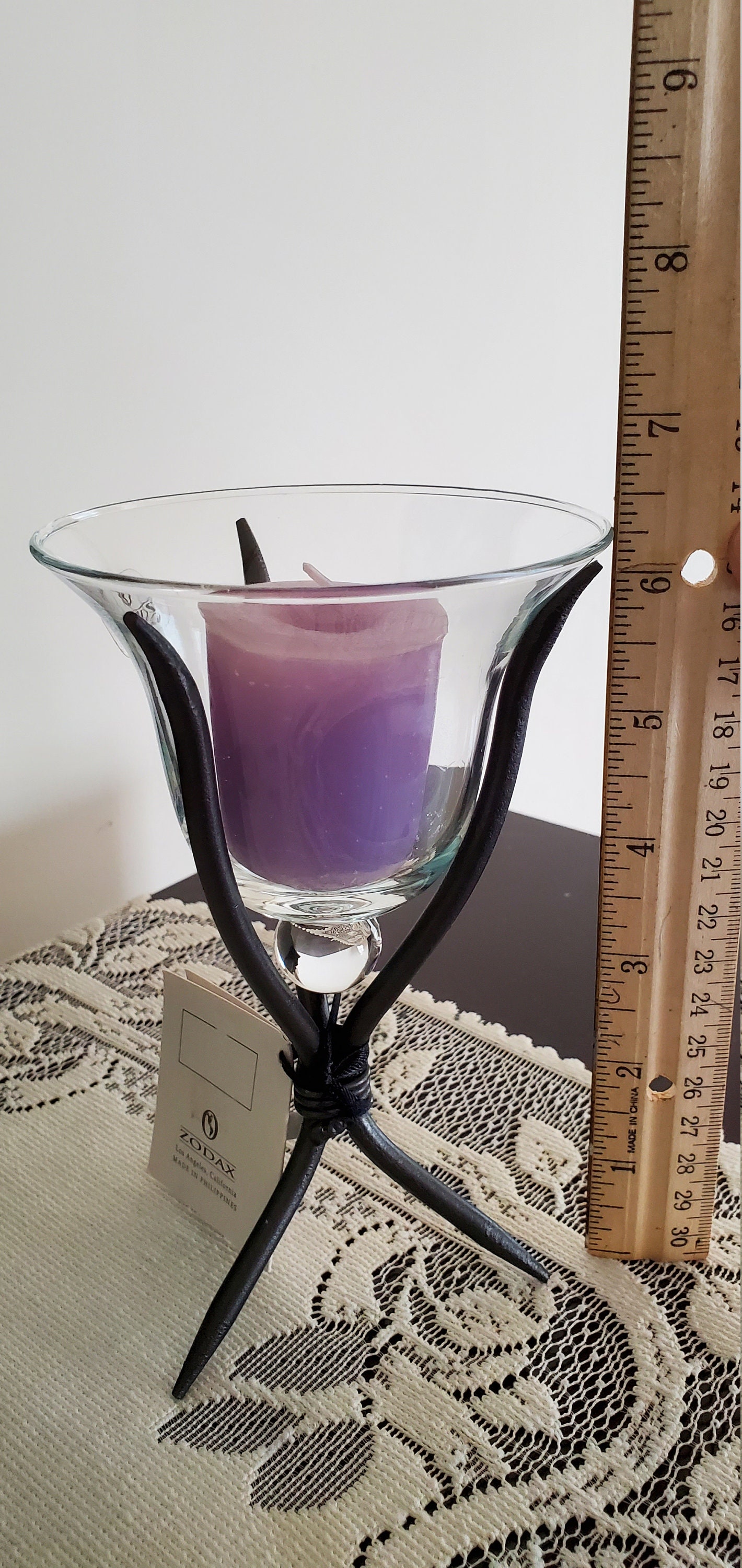 Wrought Iron and Hurricane Glass Candle Holder Vintage Votive Etsy