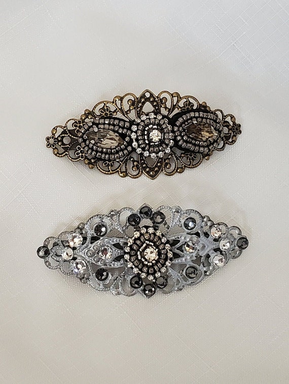 Silver or Gold Rhinestone/crystal Barrettes, Rhinestone 