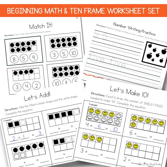 Ten Frames Kindergarten Math 50-page Worksheet Set for | Etsy