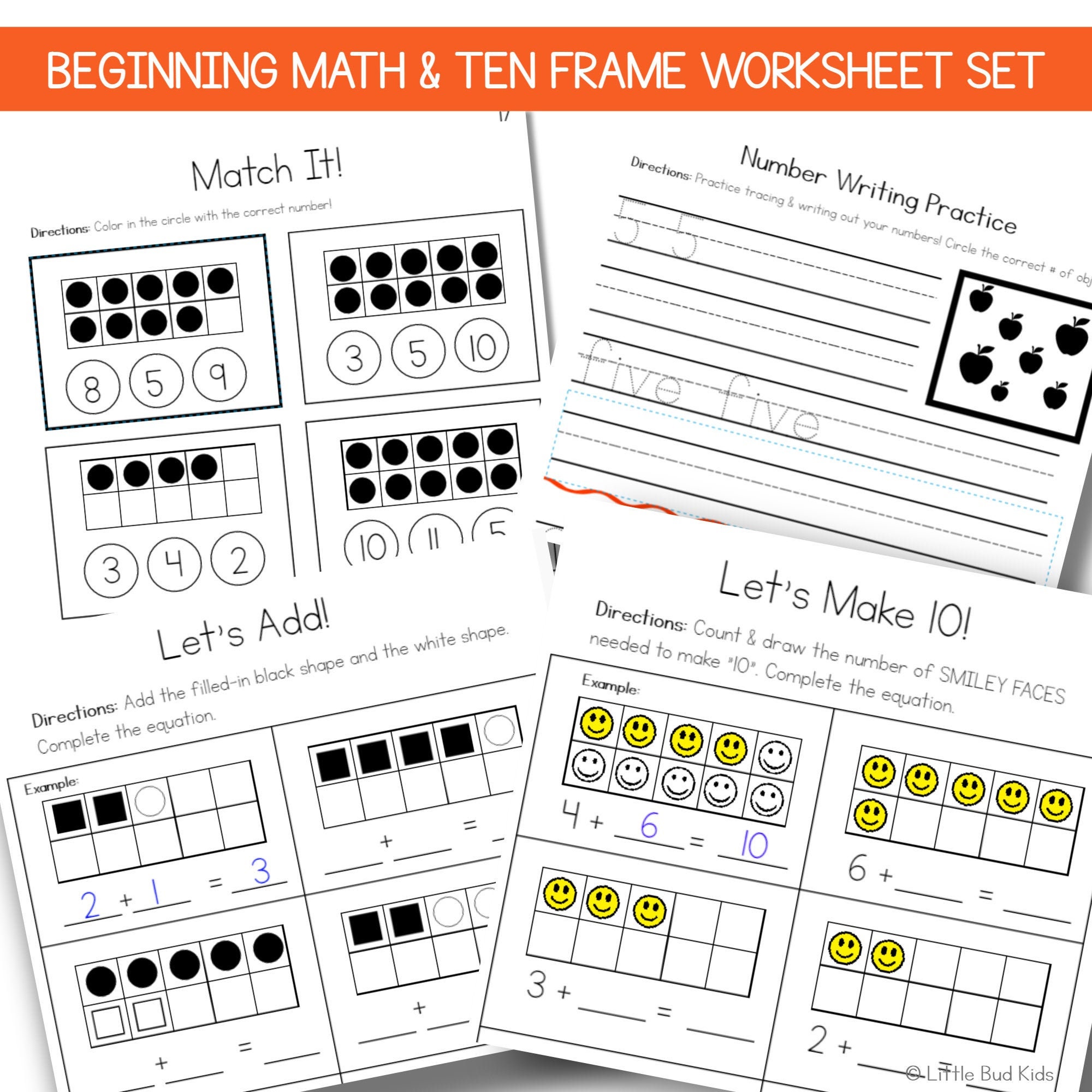 Ten Frames Kindergarten Math 50-page Worksheet Set for - Etsy España