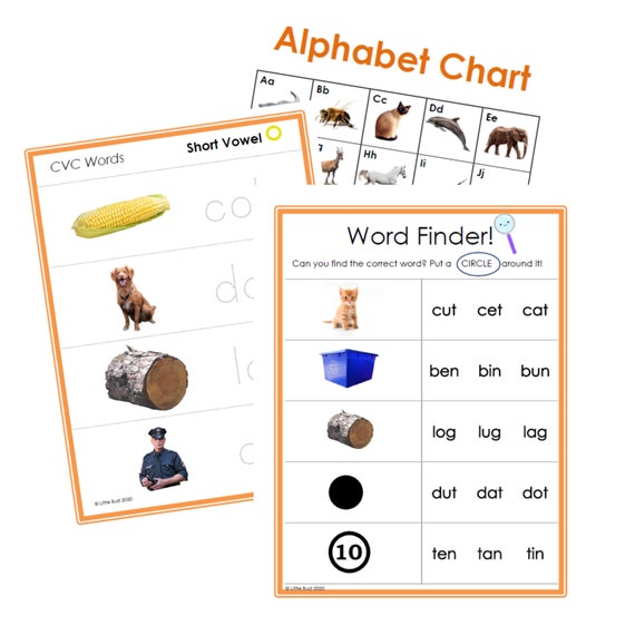 25 page cvc words activity worksheet set a phonics bundle etsy