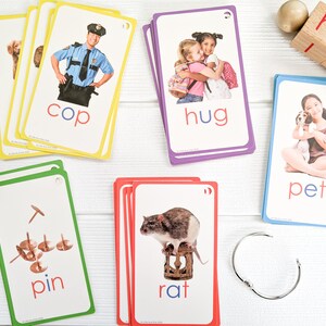 Our CVC Flashcards are color-categorized by vowel on one side. This allows children to make connections between the patterns of words with the same vowel. The flip side does not have the color, allowing educators more options for testing knowledge.