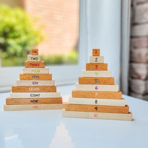 Wooden Number Rods for Learning number and digit correspondence. Wooden math toys for kids 4-8 years old