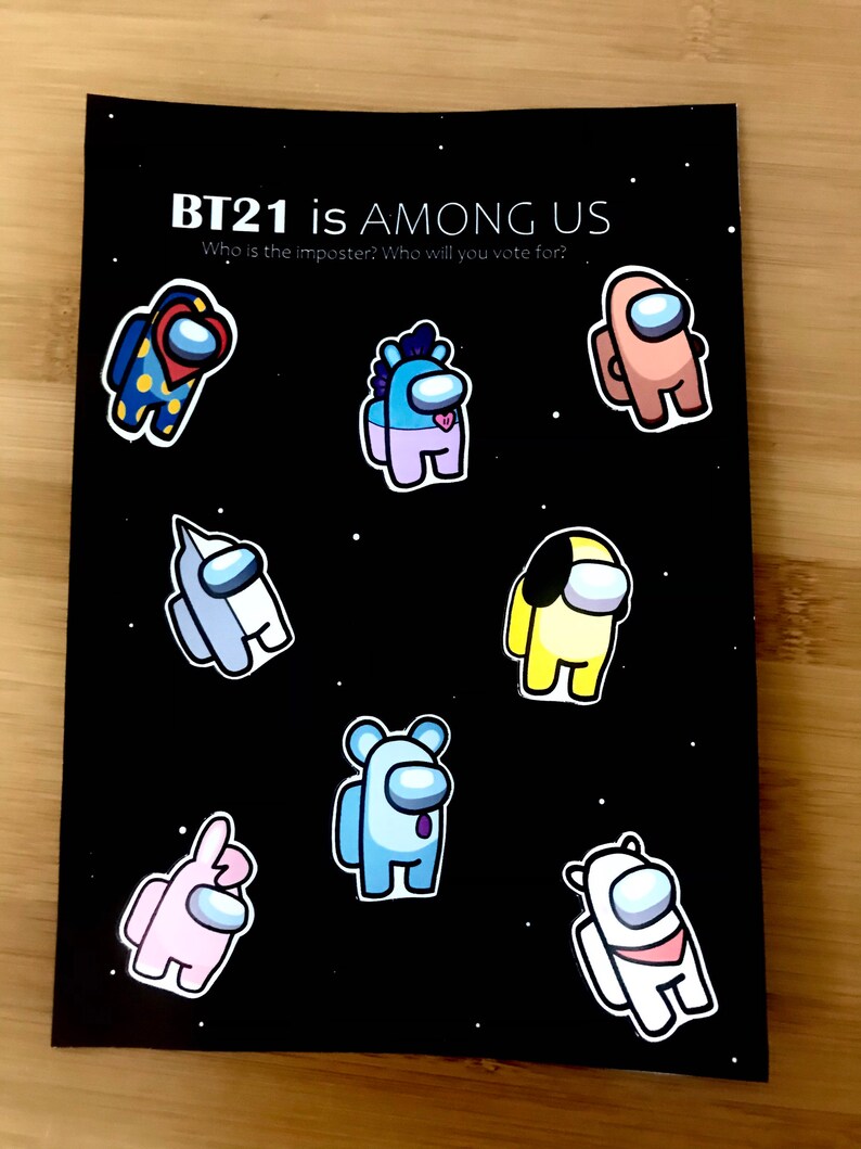 BT21 is AMONG US sticker sheet | Etsy