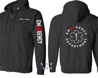 Emergency Department Zip Up Sweatshirt, Emergency Department Sweatshirt, ER Sweatshirt, Nurse Zip Up Sweatshirt, Nurse Sweatshirt