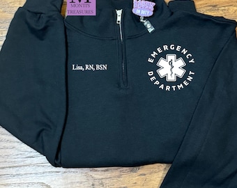 Emergency Department Sweatshirt 1/4 Zip Sweatshirt, Emergency Room Sweatshirt, ER Nurse Jacket, Nurse Sweatshirt, Nurse Gift Shirt,
