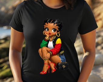 Betty Boop Shirt T-shirt, Betty Boop Juneteenth Shirt, Melanin Betty Boop, Black Betty Boop, Cute Betty Boop, Juneteenth Shirt, Ladies Shirt
